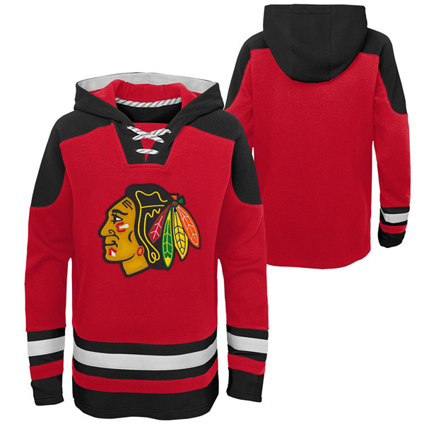 Men's Chicago Blackhawks Blank Red Ageless Must-Have Lace-Up Pullover Hoodie